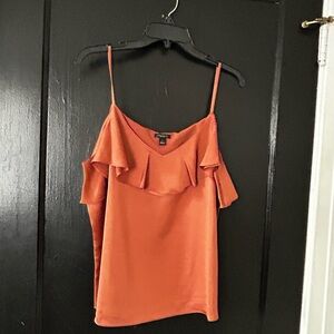 Orange Ruffle Strap Top
